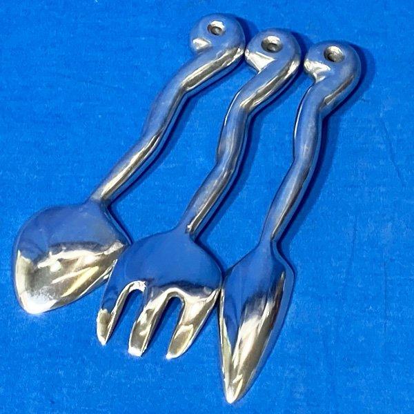 壁面装飾ステンレススチール カトラリー3点セット カトラリー 3点セット かわいい 約20cm 大きめ 壁飾り スプーン