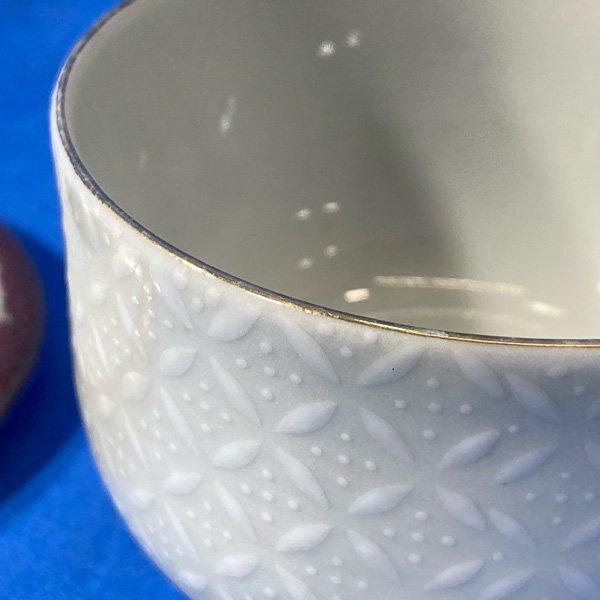 九谷焼 白七宝 青粒 茶器揃 金彩 急須 煎茶椀 セット 湯呑 骨董 美術