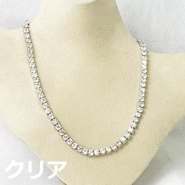 送料無料! 大粒 CZダイヤ 5mm テニスネックレス カラー エレガント