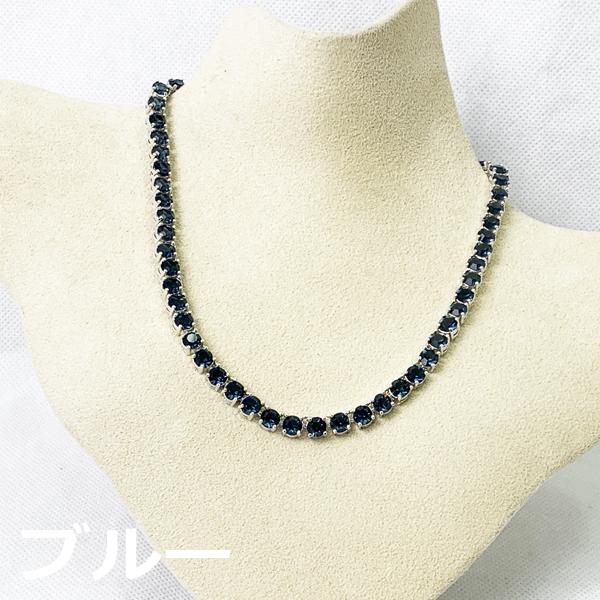 送料無料! 大粒 CZダイヤ 5mm テニスネックレス カラー エレガント