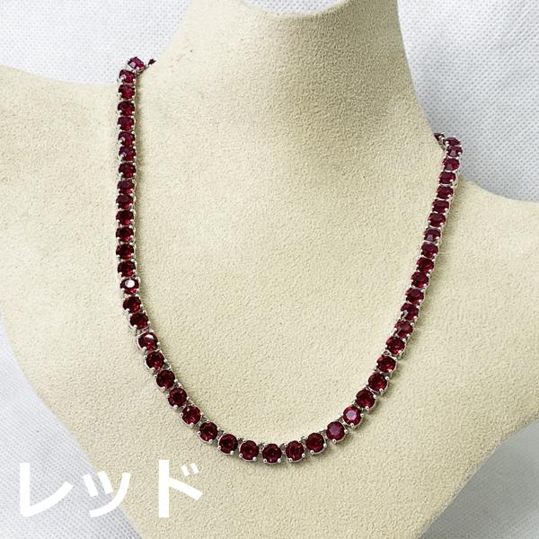 送料無料! 大粒 CZダイヤ 5mm テニスネックレス カラー エレガント