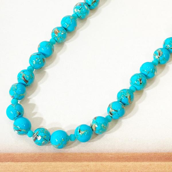 送料無料! ネックレス ターコイズ シェル 天然石 鮮やか きれいめ ◇N 