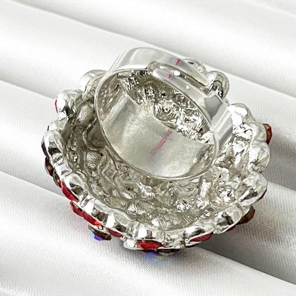 ファッションリング 50個 指輪 キュービックジルコニアダイヤモンド アクセサリー ジュエリー フラワー レッド リング◇フリーサイズ◇キュービック・ジルコニア