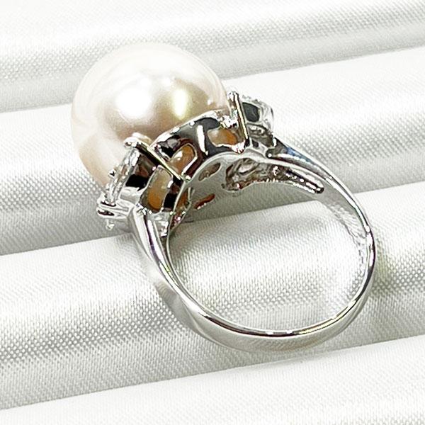 送料無料!! 大粒 パール 10号 12号 14号 CZダイヤモンド デザイン