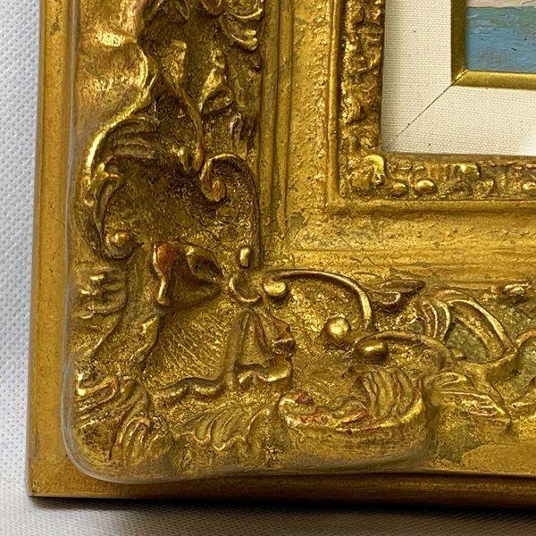 足立源一郎 作 「奥多摩の山村」 油彩画 絵画 油絵 6号 日本山岳
