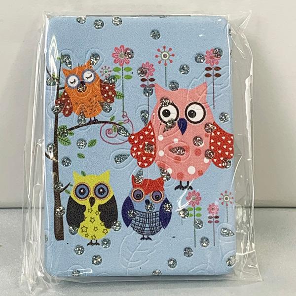送料無料 フクロウ 拡大鏡付 コンパクトミラー 二つ折り かわいい