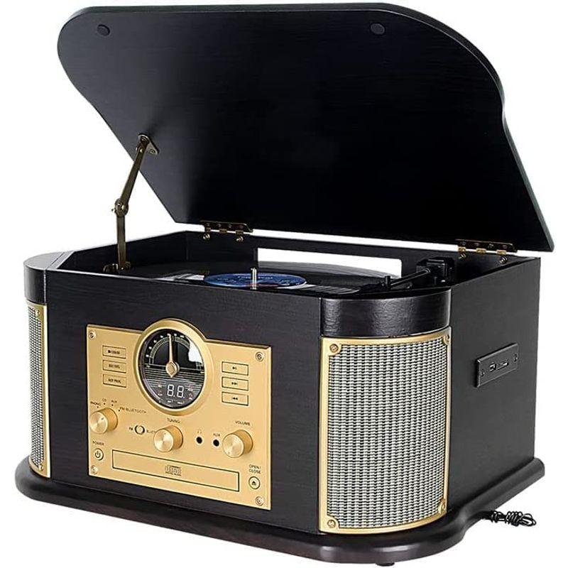 DLITIME 多機能レコードプレーヤー CDプレーヤー付き USB/SD対応 録音 カセット 選べる回転スピード 交換針1本付 多機能レコードプレーヤー CDプレーヤー付き USB/SD対応 録音 カセット 選べる回転スピード 交換針1本付