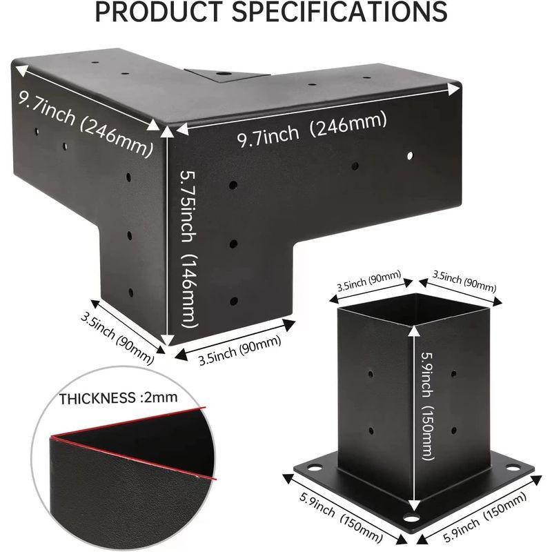 【新品】 Grehitk パーゴラキット パーゴラブラケット 3方向直角コーナーブラケット 木工 DIYポストベースキット ガゼボ用木製梁 パティオパ 【CEG1234794507】(43088円)