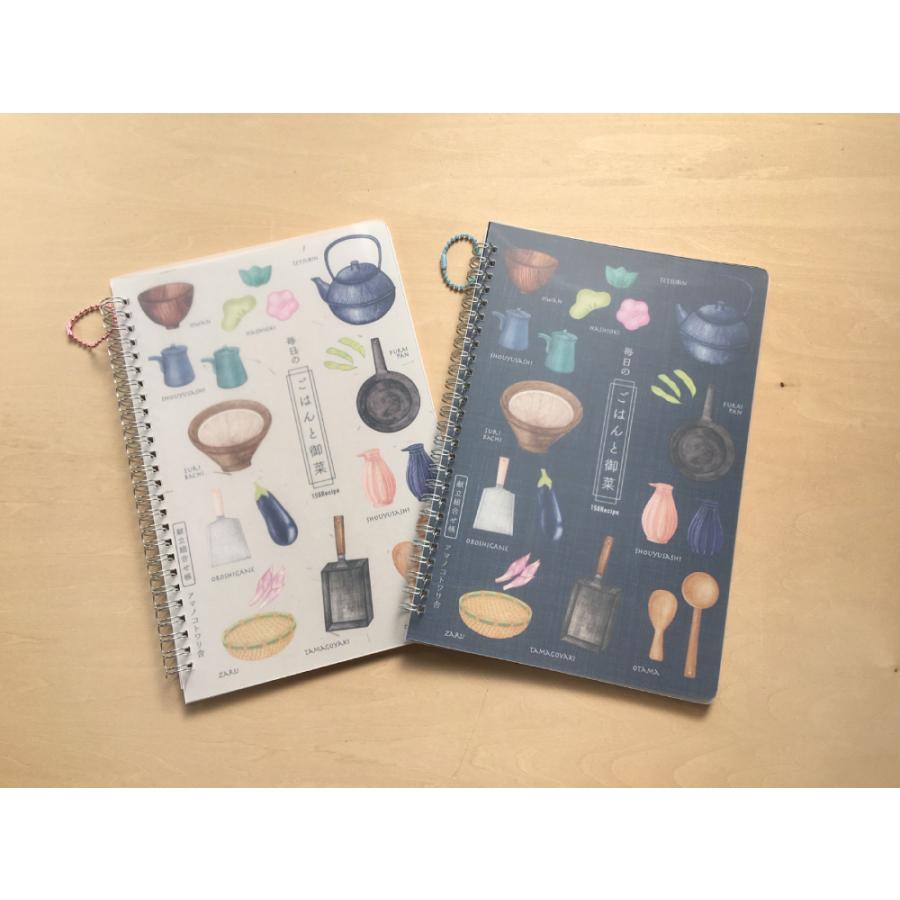 レシピノート 74 以上節約 献立組合せ帖 毎日のごはんと御菜 紺 一汁三菜の考え方で３段に書いて めくって献立選び