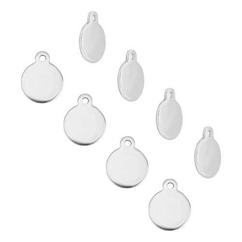 UNICRAFTALE 約100個 12.5mm ラウンド ステンレスチャーム タグチャーム ブランクタグペンダント 空白 IDタグ プレー