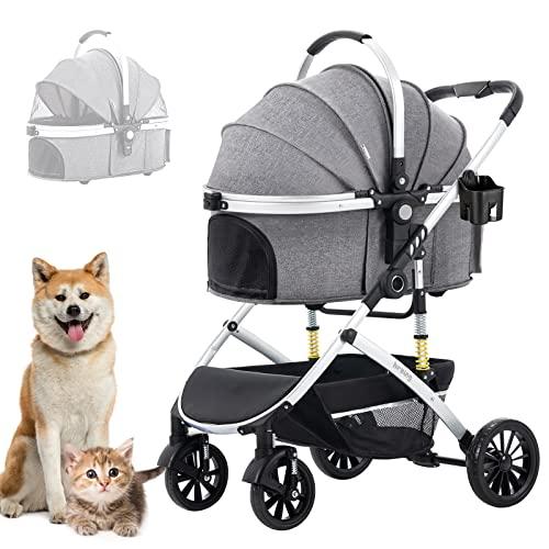 HRKING ペットカート 取り外し 分離型 ペットバギー 3way 折りたたみ 対面式 4輪 ペットキャリー 耐荷重20KG 犬用バ? ペット用品 ハーネス