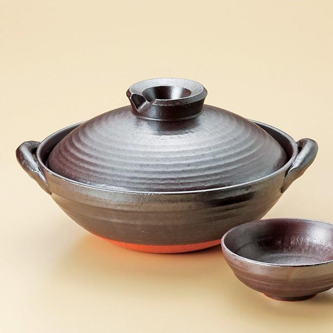 和食器 家族でお鍋 鉄釉 4〜5人用 9号鍋京型鍋 萬古焼 土鍋 直火 耐熱 おうち ごはん おしゃれ ギフト 陶器 うつわ とん水別売り