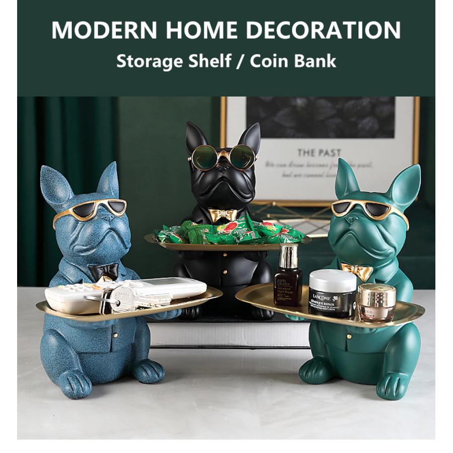 オリジナル 鍵置き クールブルドッグ彫像 テーブル装飾 ファッション彫刻 インテリア 貯金箱 デスク収納 置物