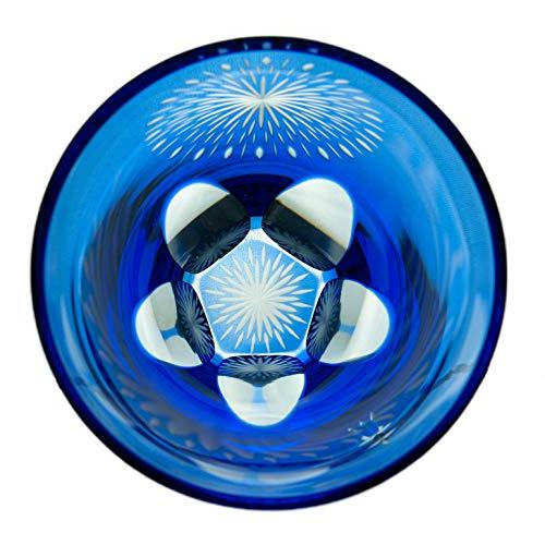 清水硝子 丸ロックグラス 桐箱入り (隅田川の花火 青藍 / 約口径7.5×H8