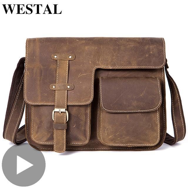 高品質★WESTAL 本革メンズショルダーバッグ