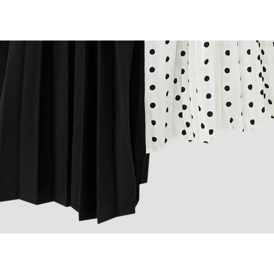 黒と白のスポット柄 Aラインスカート 黒と白のスポット柄 A
