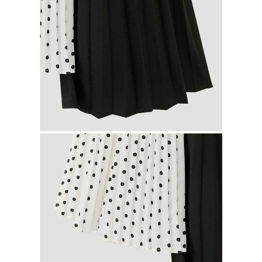スカート Aラインスカート ドット柄 水玉 プリーツ シフォン
