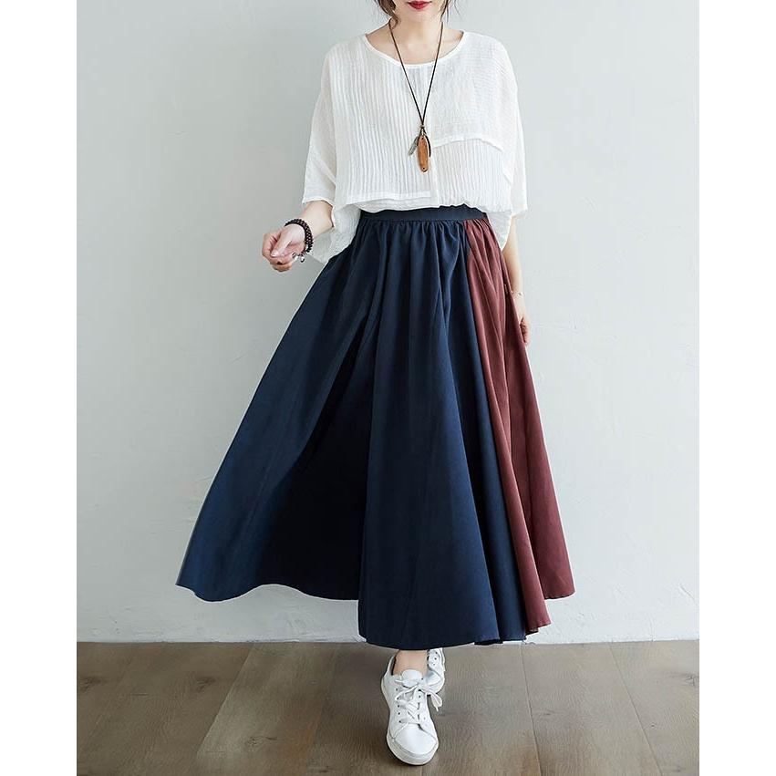 スカート 大人 フレア ロングフレアスカート バイカラー 無地