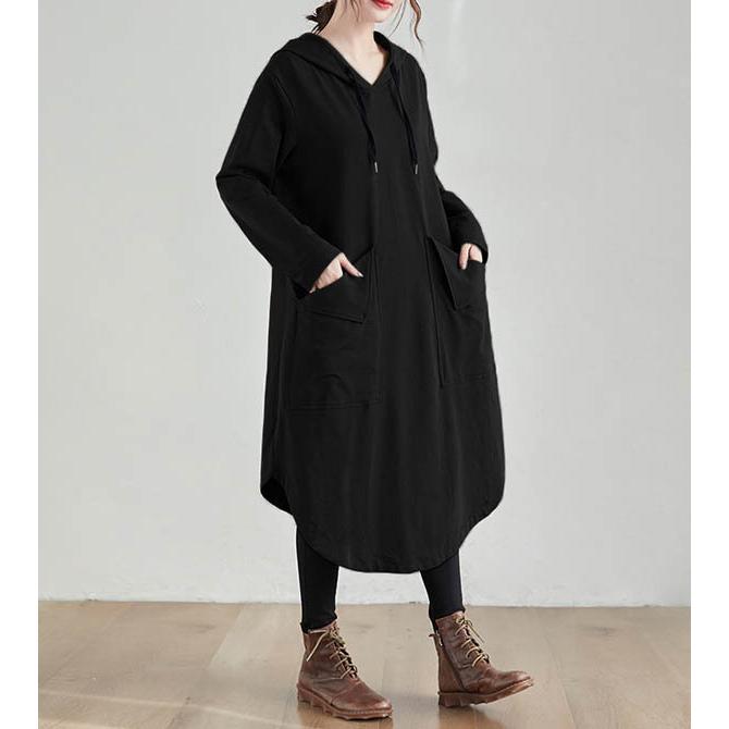 ワンピース ゆったりワンピース ビッグポケット フード付き 丸め