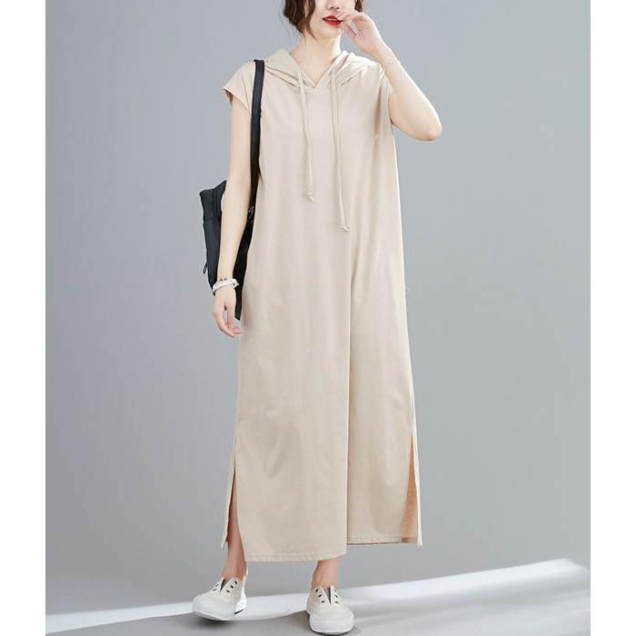 ワンピース ロング丈ワンピース フード付き ノースリーブワンピース カラバリ ロング スリット入り Amanecer 通販 Yahoo ショッピング