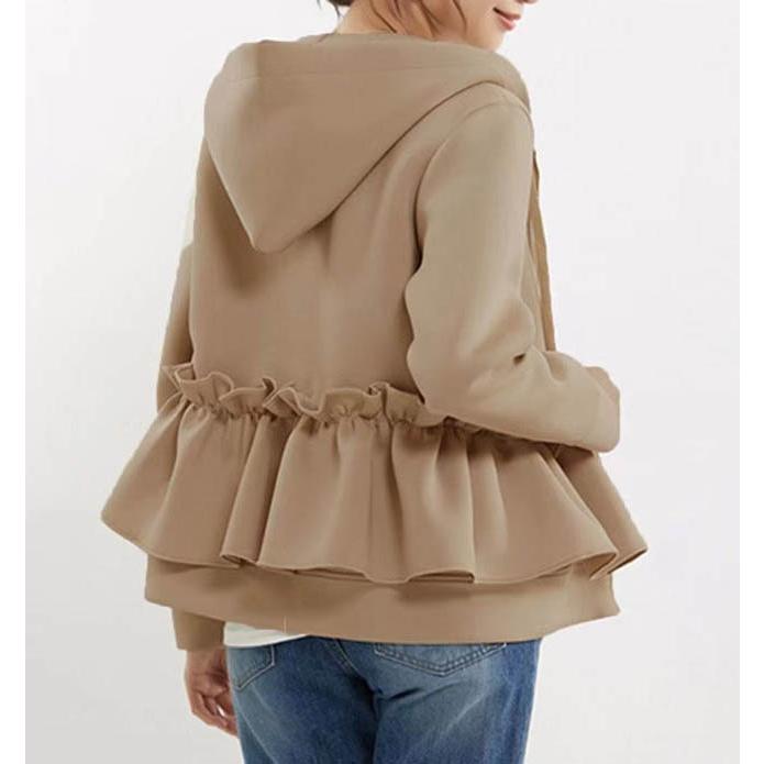 パーカー フレア フード付き ファスナー スウェットパーカー フリル