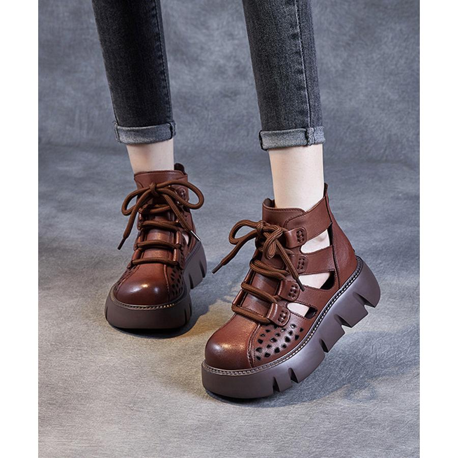 サンダル ウェッジヒール 厚底サンダル ショートブーツ 夏ブーツ 本革