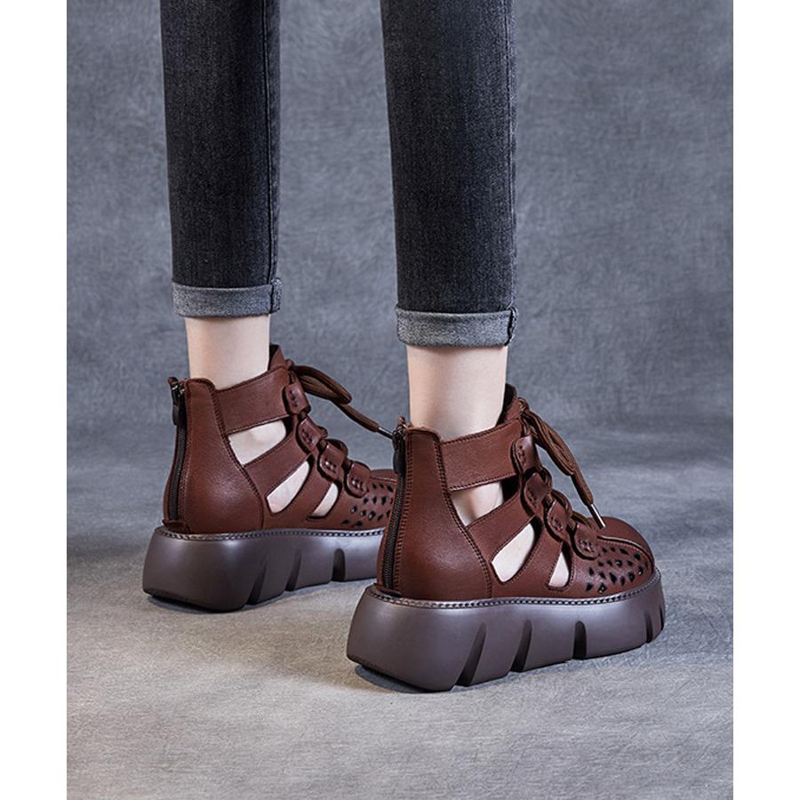 サンダル ウェッジヒール 厚底サンダル ショートブーツ 夏ブーツ 本革