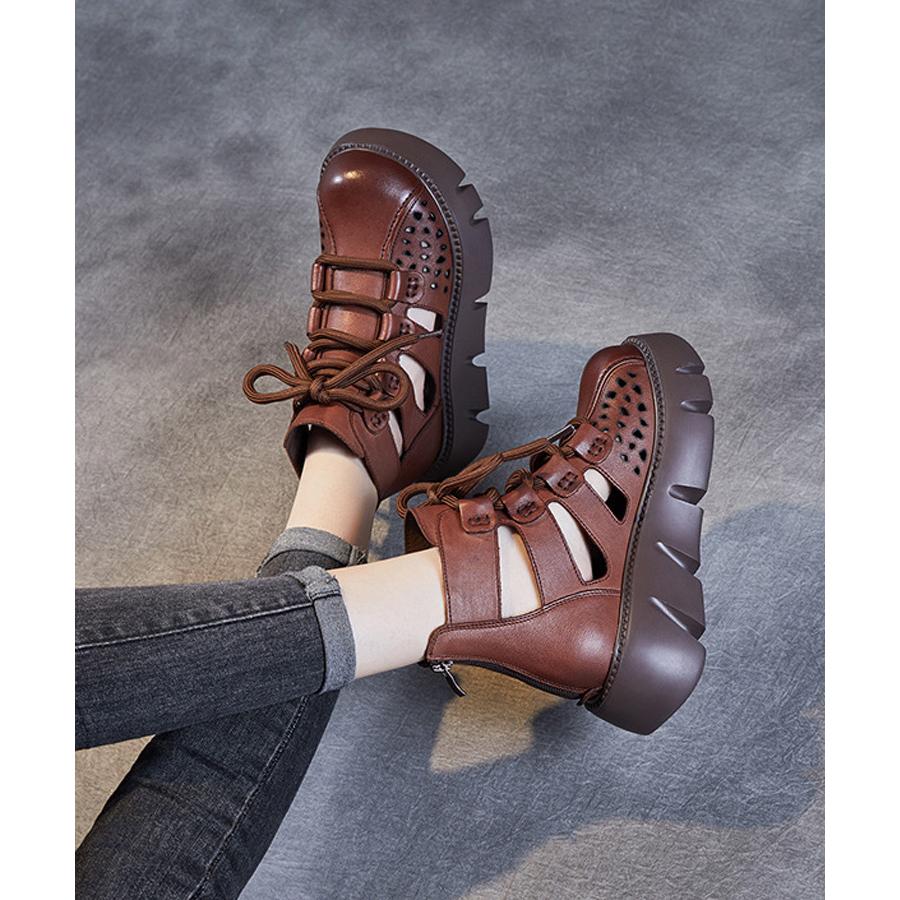 サンダル ウェッジヒール 厚底サンダル ショートブーツ 夏ブーツ 本革