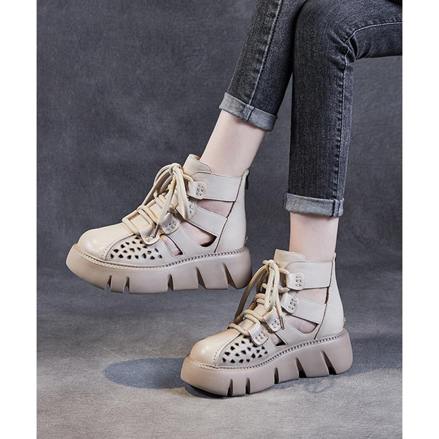 サンダル ウェッジヒール 厚底サンダル ショートブーツ 夏ブーツ 本革