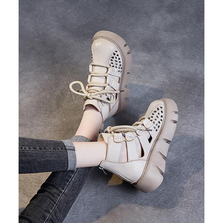 サンダル ウェッジヒール 厚底サンダル ショートブーツ 夏ブーツ 本革