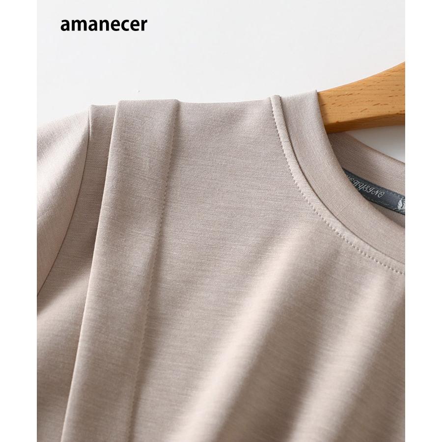 Tシャツ 弾力性 不規則裾 シンプル カラバリ 半袖 レディース トップス｜amanecer｜16