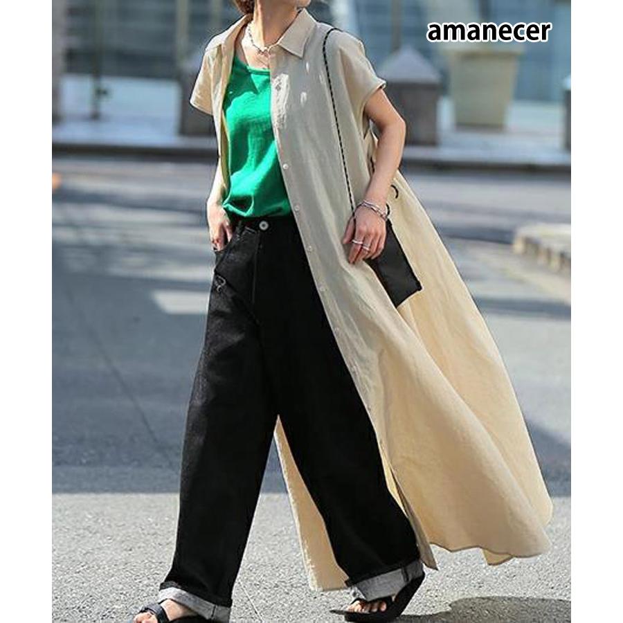 ワンピース ロング シャツワンピース ゆったり マキシ丈 襟付き ボタン