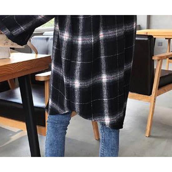 チェック シャツ ロングシャツ ボーイフレンド風 カジュアル ブロック