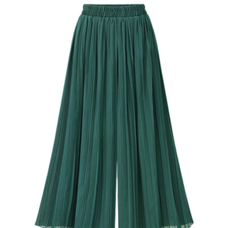 ガウチョパンツ プリーツ スカーチョ ロング シフォン