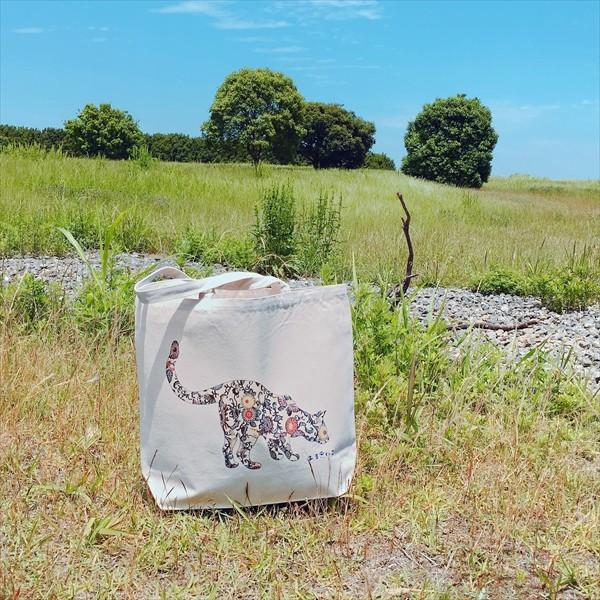琉球紅型　猫トートバッグ　Lサイズ　20リットル　大容量　沖縄　厚手　エコバッグ　ショッピングバッグ　綿100％ |  | 03
