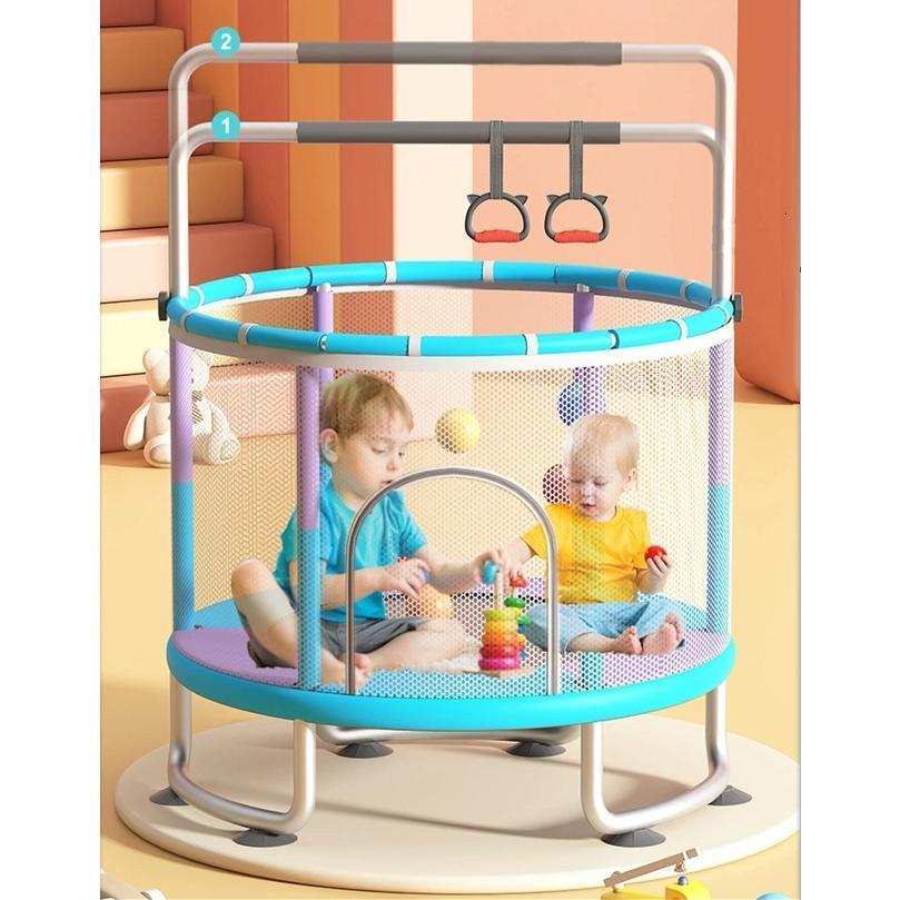 子供用トランポリン黄色 家庭用 大型 140cm 飛び出し防止保護 補助