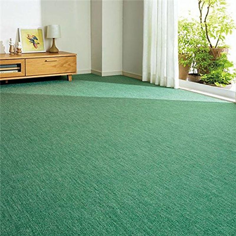 撥水/防ダニ/抗菌ループパイルカーペット グリーン/本間6畳 ポリエステル100％ フリーカット可 日本製 生活用品 インテリア 雑貨 イン