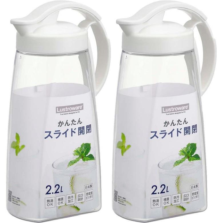 冷水筒 麦茶ポット ホワイト タテヨコ スライド 白 2.2L K-1264W 