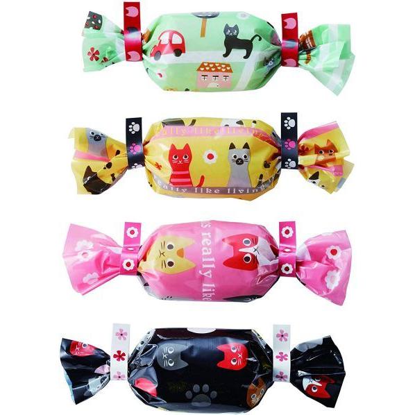 おにぎりラップ おむすび俵っぷ キャット 12枚入り4柄各3枚 止めシール付 P-3420 猫グッズ ねこ かわいい おしゃれ トルネ 日本製 弁当デコレーション用品 | TORUNE | 02
