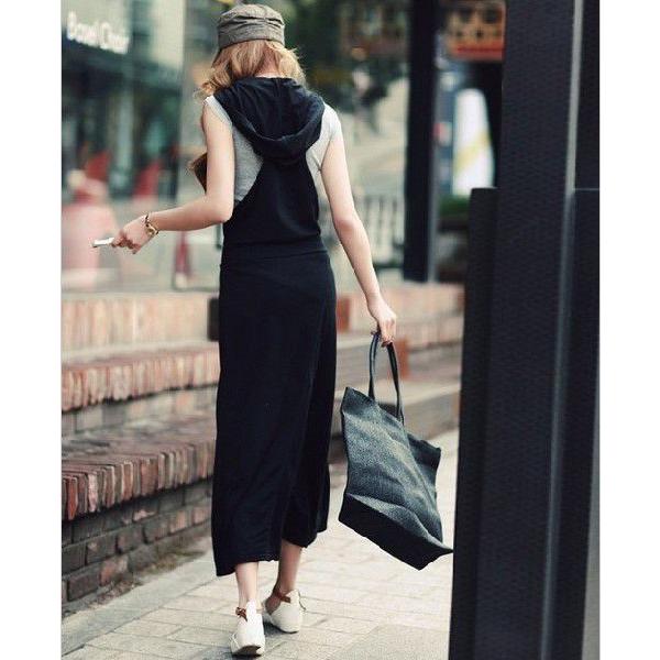 マキシワンピース サロペットスカート サスペンダーフード付き マキシ丈 レディース オールインワン ジャンパースカート |  | 04