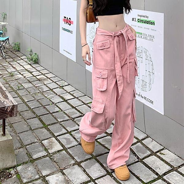 正規認証品!新規格-ハイウエスト ストレート カーゴパンツ ワイド