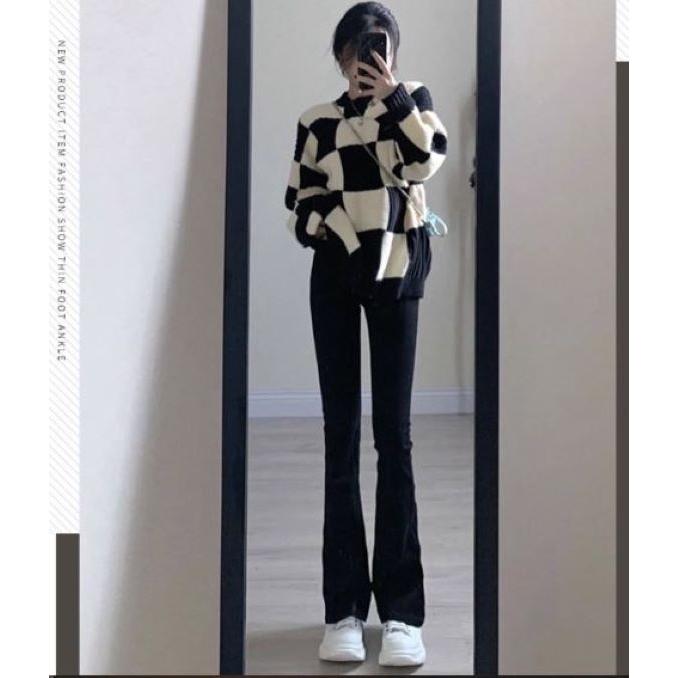 レディース ストレッチ デニム ブラック フレアパンツ ベルボトム ジーンズ 大きいサイズ | 