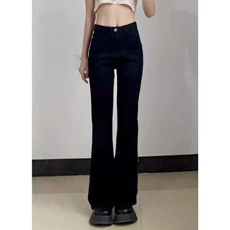 レディース ストレッチ デニム ブラック フレアパンツ ベルボトム ジーンズ 大きいサイズ |  | 01