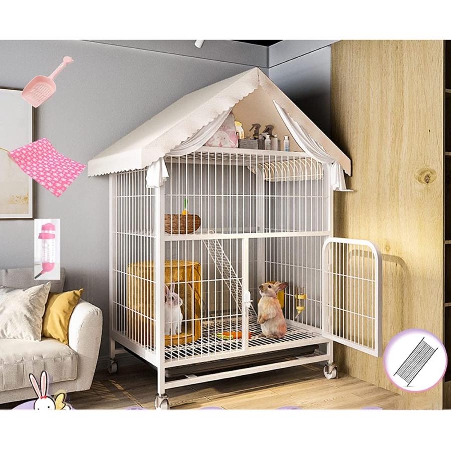 Puhang ペット ペット ハムスター 犬用品 うさぎケージ 小動物ケージ ペットケージ 大きい ハムスター モルモット 飼育ゲージ ウサギ キャスター 屋根 トレイ付き ケー Amaryl 銀座 初 売り の