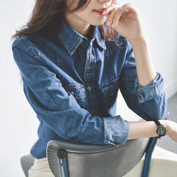 デニムダンガリー 長袖 ロールアップ レディース シャツ |  | 01