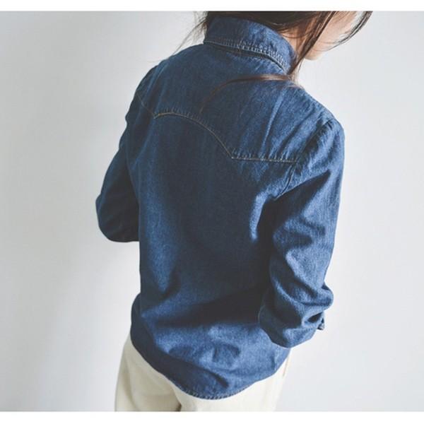 デニムダンガリー 長袖 ロールアップ レディース シャツ |  | 03