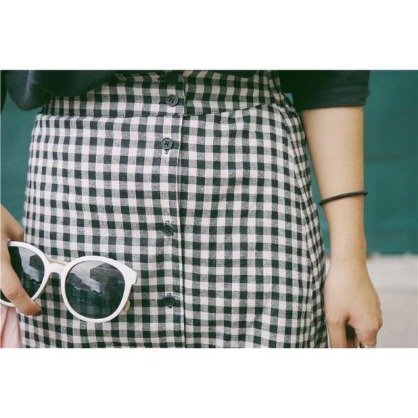 フィッシュテール ロング丈 スカート スイング チェック柄 ボタンダウン マキシスカート |  | 05