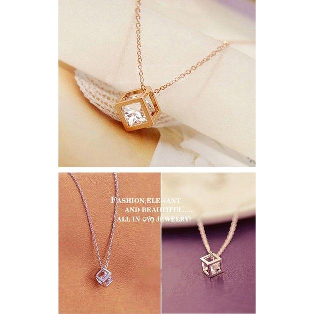スクエアーネックレス クリスタル キュービックネックレス ペンダント |  | 04
