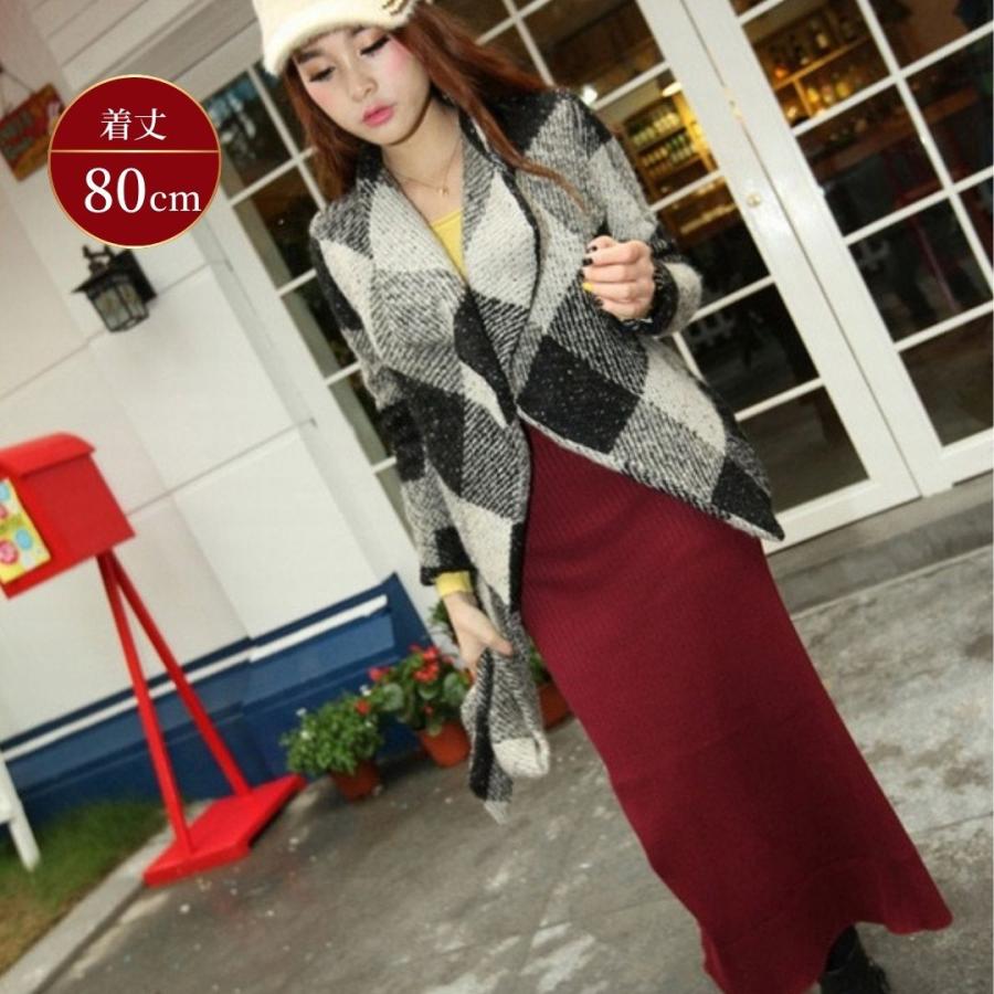 タイトスカート ロングスカート ニット 秋冬 無地 リブニット 黒 ウエストゴム スリット 80cm丈 |  | 04