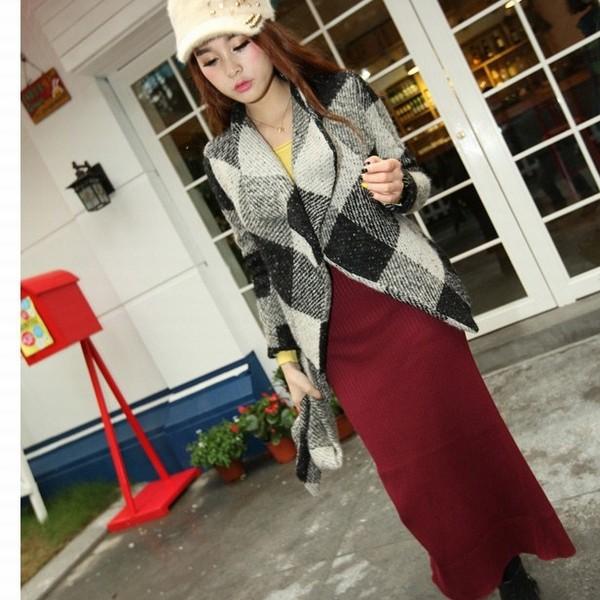 タイトスカート ロングスカート ニット 秋冬 無地 リブニット 黒 ウエストゴム スリット 80cm丈 |  | 11